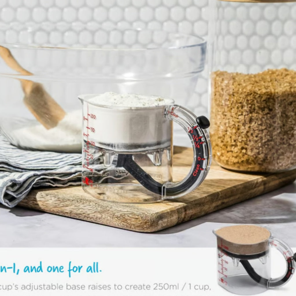 4-In-1 Adjustable Measuring Cup Multi-Functional Measuring Cup With Scraper-Style Seal Base Measurings Cube Cups For Cooking